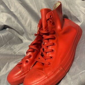 Rubber Red Converse High Tops